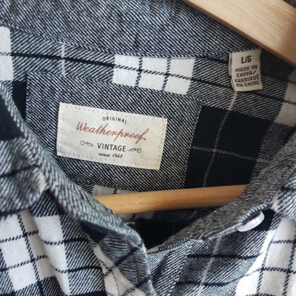 Women's Plaid Flannel Shirt - Black and White - Picture 3 of 4